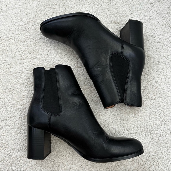 Madewell Shoes - Madewell The Laura Ankle Boot Black Leather Pull On Block Heel Women’s 10